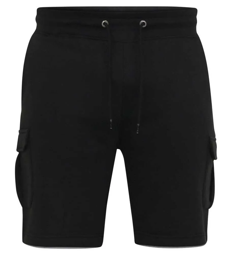 D555 Big Men's Black Fleece Cargo Shorts Elasticated Waist Cyrus 2